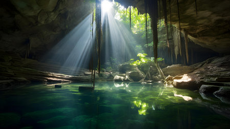 Beautiful view of the cave with sunlight in the morning, Thailandの素材