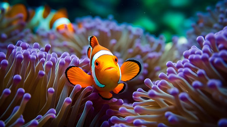 Clown anemonefish in the sea anemone.の素材