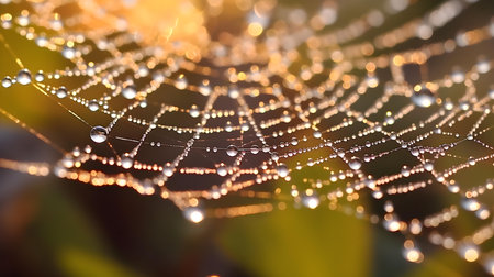 spider web with dew drops close up. shallow depth of fieldの素材