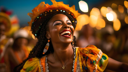 Samba School perform at Marques de Sapucai known as Sambodromo, for the Carnival Samba Parade champions.の素材