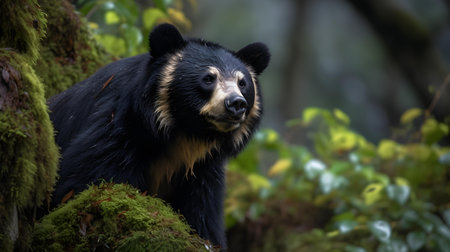 Black Bear (Ursus americanus) in the rainforestの素材