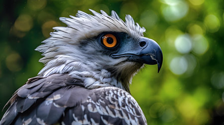Portrait of a vulture, close-up on a green backgroundの素材