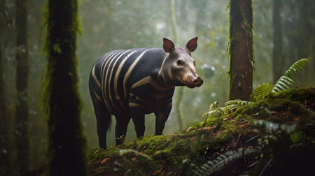 Wild boar in the rainforest. Wildlife scene from nature.の素材