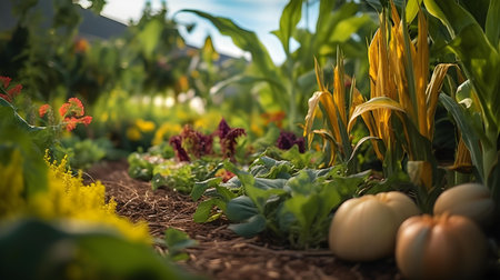 Gardening in the countryside. Cultivation of vegetables in the garden.の素材