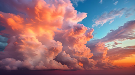 Colorful dramatic sky with clouds at sunset. Dramatic sky.の素材