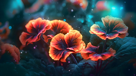 Beautiful pansy flowers in the garden, 3D illustration.の素材