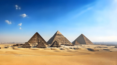 The Pyramids of Giza, Egypt. Panoramic viewの素材