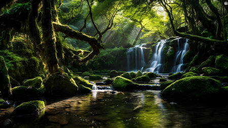 Beautiful waterfall in the rainforest at Doi Inthanon National Park, Chiang Mai, Thailandの素材