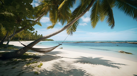 Hammock on a tropical beach at Seychelles.の素材