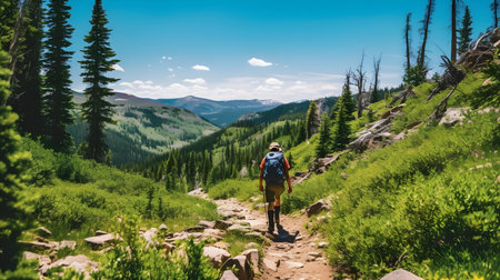 Hike to the top of the Rocky Mountain National Park in Colorado.の素材