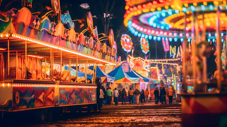 Carnival in Prague, Czech Republic. Colorful carousel on the street.の素材