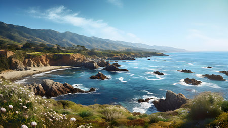 Beautiful landscape of the beach in Monterey, California, United Statesの素材