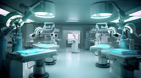 3d rendering x-ray operation room with surgery equipment and lightsの素材