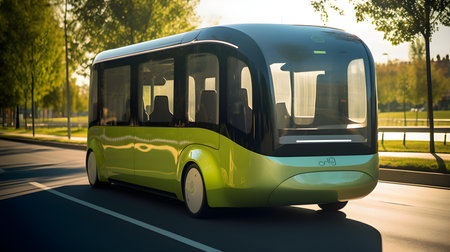 Modern bus on the road in the city. 3d rendering.の素材