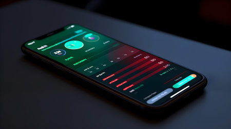 Smartphone with app on the screen. Smart phone with application.の素材