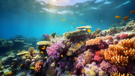 Underwater view of coral reef and tropical fish. Underwater world.の素材