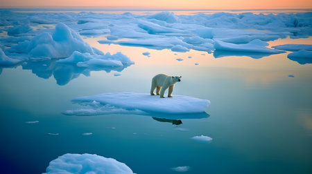 Polar bear (Ursus maritimus) on the pack ice, north of Greenlandの素材
