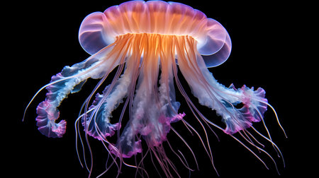 jellyfish on a black background, close-up, macroの素材