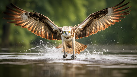 Osprey splashing in the water. Wildlife scene from nature.の素材