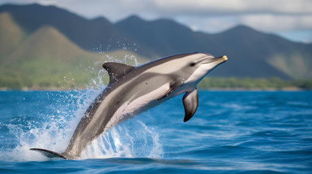 Dolphin jumping out of the water. Dolphins in the ocean.の素材