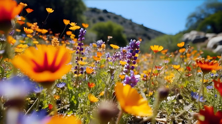 Wildflowers blooming in springtime, California, USA.の素材