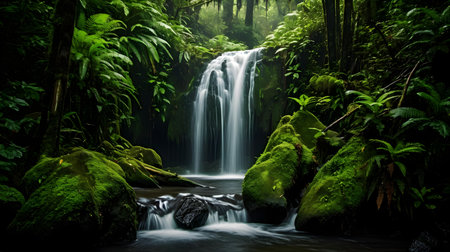 Beautiful waterfall in the rainforest of Doi Inthanon National Park, Thailandの素材
