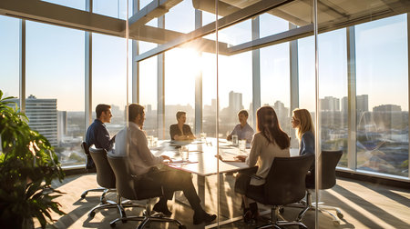Group of business people discussing business plan in the meeting room at officeの素材