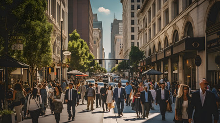 Crowded streets of San Francisco. San Francisco is the capital and most populous city of the United Statesの素材