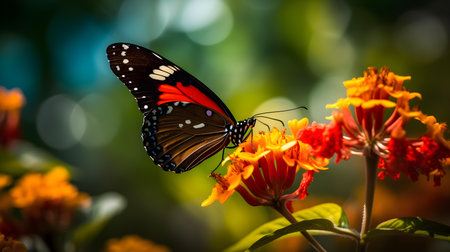 Butterfly on the flower in the garden with nature background.の素材