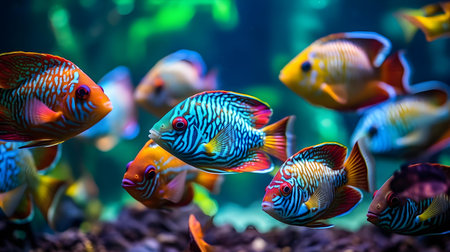 Colorful tropical fish in the aquarium. Tropical fish in the aquarium.の素材