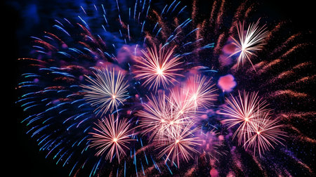 Colorful fireworks display for celebration happy new year and merry christmasの素材