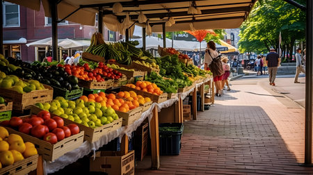 Fruit and vegetable market in Calgary.の素材