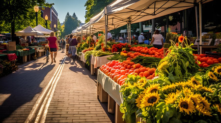 People shopping at a farmers market in Zagreb, Croatia. Zagreb is the largest city in Croatia and the capital of the region.の素材