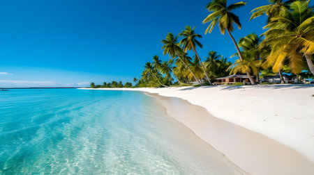 Beautiful tropical beach and sea with coconut palm tree at paradise islandの素材