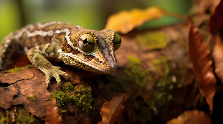 Closeup of a chameleon (hemidactylus)の素材