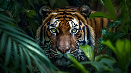 Portrait of a Sumatran tiger (Panthera tigris altaica)の素材