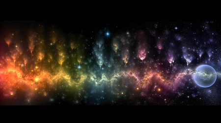 Abstract space background with stars and nebula, 3d illustration.の素材