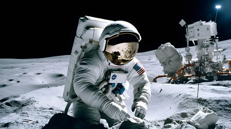 Astronaut in outer space. Astronaut on the moon.の素材