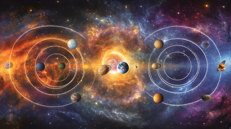 Planets, stars and galaxies in outer space showing the beauty of space exploration.の素材