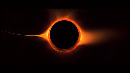 Solar eclipse. Solar eclipse. Solar eclipse on a black background.の素材