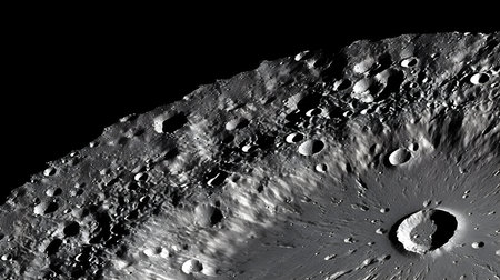 Moon in black and white, detail of the surface of the moonの素材