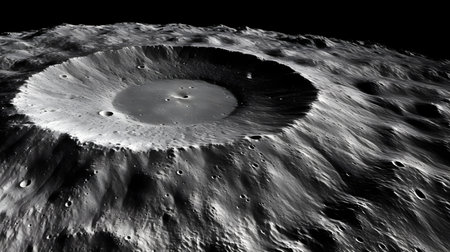 Moon surface as seen from outer space showing the texture of the surface.の素材