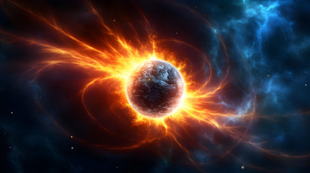 Planets and galaxy, science fiction wallpaper. Beauty of deep space. Billions of galaxies in the universe Cosmic art backgroundの素材