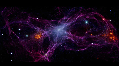 Fiery explosion in space. Colorful nebula in outer space.の素材