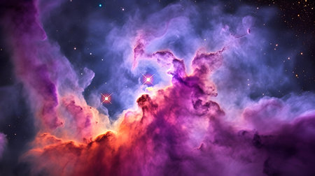 Space background with nebula, stars and galaxies. 3d renderingの素材