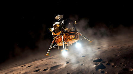 Astronaut on the moon. Science fiction illustration. 3D rendering.の素材
