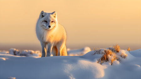 Arctic fox (Vulpes vulpes) in winter landscapeの素材