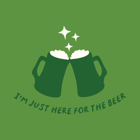 Two mugs of beer with foam. Vector illustration on a green background.のイラスト素材