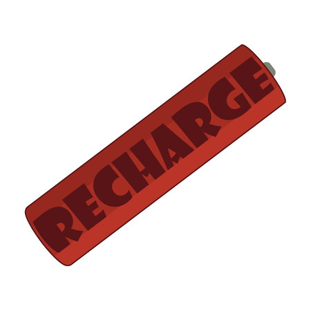 Red battery icon on white background. vector illustration.