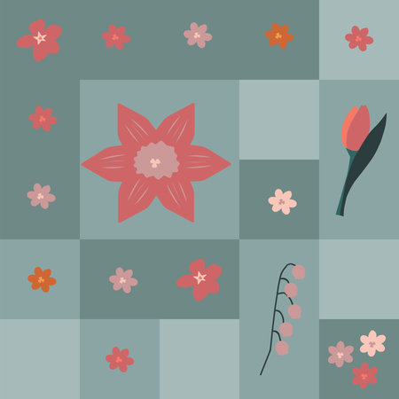 Cute floral background with flowers and leaves. Vector Illustration.のイラスト素材